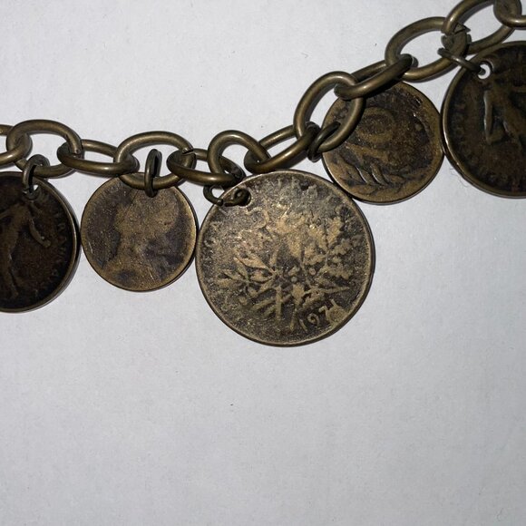 Antoniazzi Brown Leather Belt with Coin Chain Accents Handcrafted in Italy. - Picture 9 of 15